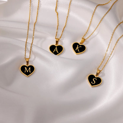Initial Letter Necklaces for Women Clavicle Chain Heart Pendant Necklaces Alphabet Stainless Steel Jewelry Freeshipping collares