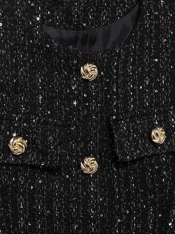 Women's Tweed Waistcoat With Belt, O Neck, Sleeveless, Front Button, Female Outerwear, Chic Tops, Fashion