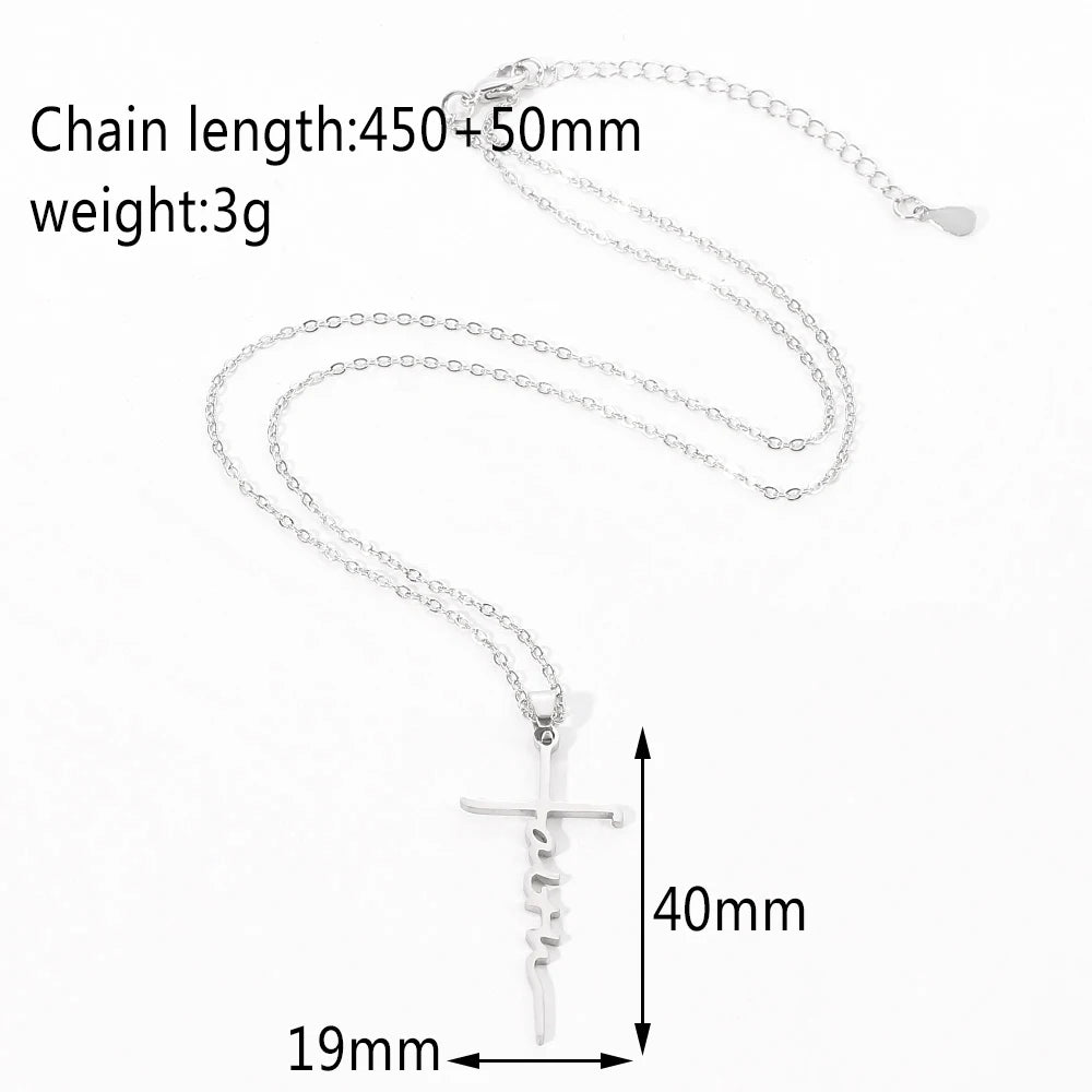 Necklace for Women European and American Fashion Cross Pendant Faith Inspiration Necklace Accessories