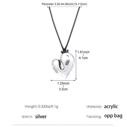 New Heart Pendant Necklaces For Women Vintage 80s Aesthetic Adjustable Pull-out Necklace Fashion Romantic Choker Trendy Jewelry