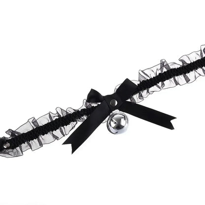 Lace Aesthetic Necklace Bow Knot Bell Choker Necklace Women's Cute Collar Gothic Simple Sexy Lovely Pendant Fashion Jewelry