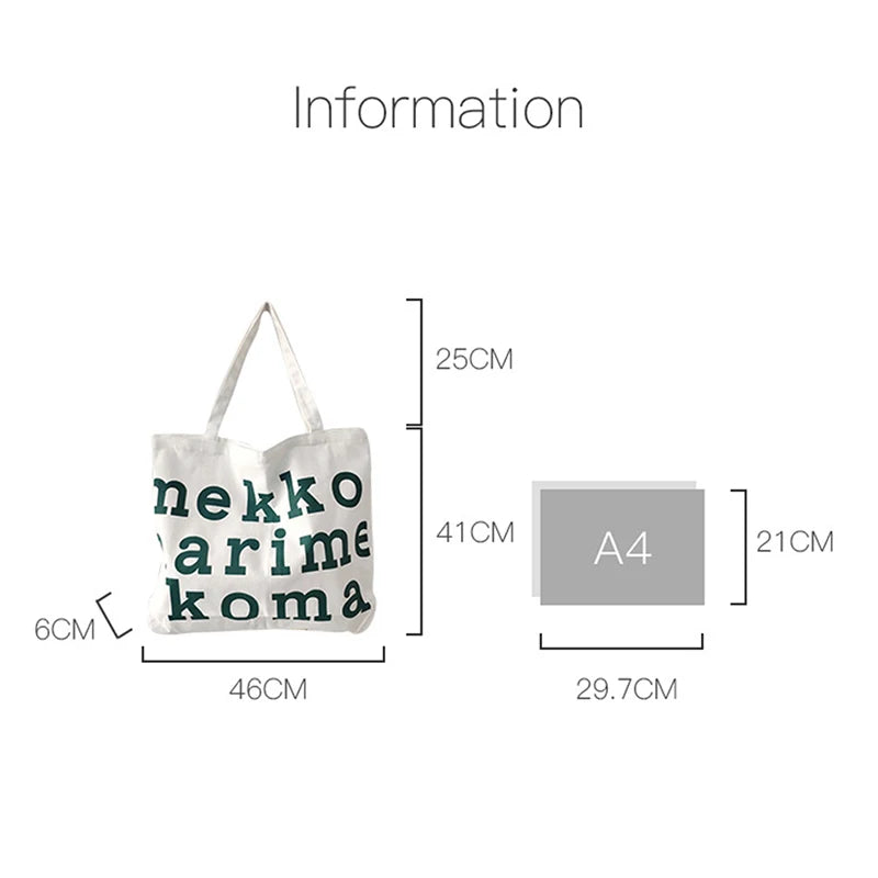 Women's Bag Cheap Casual Large Capacity Shoulder Bags Shopper Canvas Letter Fashion Harajuku Zipper Print Handbags