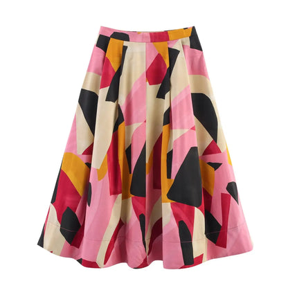 Women's Skirts Summer 2025 New Print Elegant Women's High Waist Skirts Chic Casual Joker Summer Travel Youth Skirts