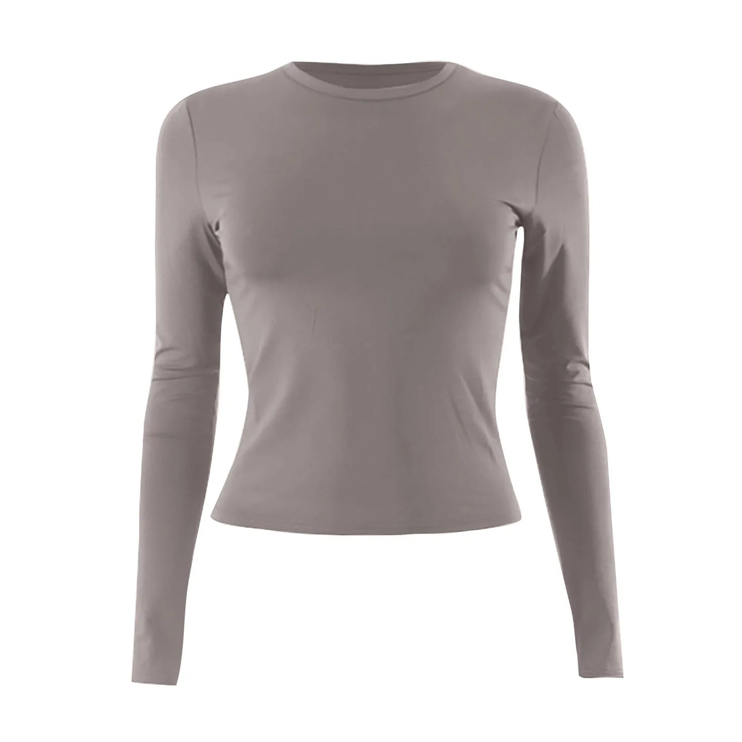 Women's Fashion Solid Colour Round Neck Long Sleeve T-Shirt Top Tops for Women Womens Tops and Blouses Trendy Womens Summer Tops