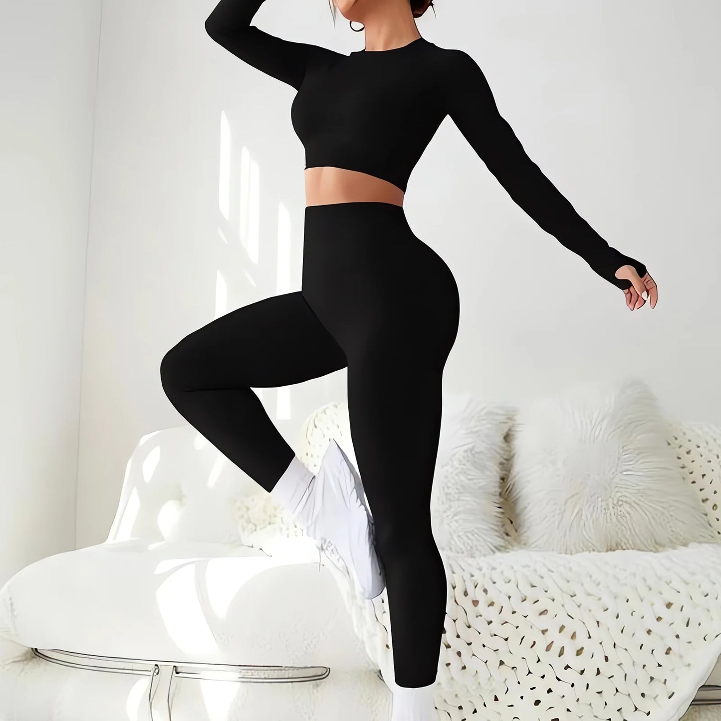 Solid Color Seamless Yoga Pants High Waist Fitness Sport Legging Women Stretchy Gym Workout Tights Running Pants