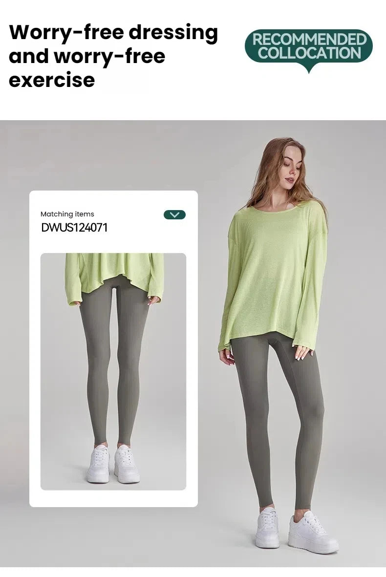 Women's Tops New Autumn Yoga Cover-up Loose Back Beauty Leisure Sports Fitness Top Light Breathable Long Sleeves Tee