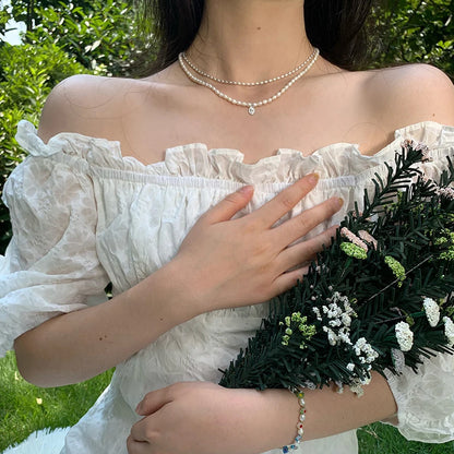 925 Sterling Silver Necklace With Simple Geometric Beads Choker Shiny And Delicate Collarbone Chain For Women's Fashion Jeweller