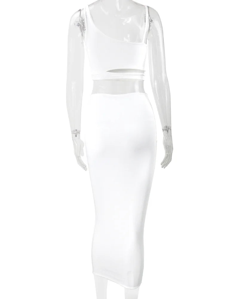 Women Dress Elegant Long Dresses Party Night Dress Women Dresses Woman Female Clothing Sexy Pleated Hollowout Two-piece Dress