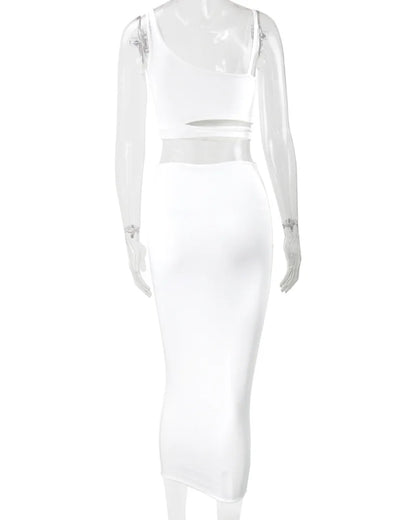 Women Dress Elegant Long Dresses Party Night Dress Women Dresses Woman Female Clothing Sexy Pleated Hollowout Two-piece Dress