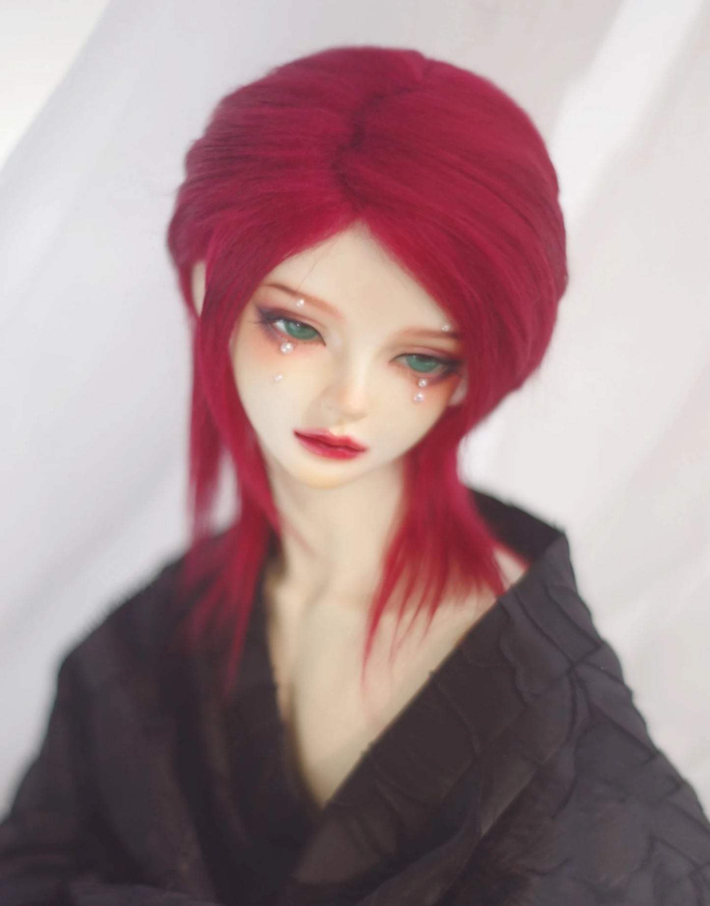 D09-P389 children handmade toy   1/12 1/8 1/6 1/4 1/3 MSD bjd doll wig red blue pink black DIY long straight hair 1pcs