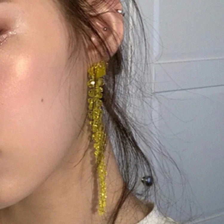 Trendy Jewelry Simply Design Green Red Transparent Beads Long Dangle Earrings For Women Wedding Gifts Ear Accessories