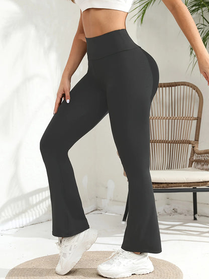 Women's Flared Pants High Waisted Yoga Leggings Stretchy Bell Buttom Wide Leg
