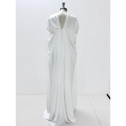 White Women Prom Dresses Elegant A-line Long Sleeves Floor Length Simple Warm Designer High-end Fashion Evening Party Gowns