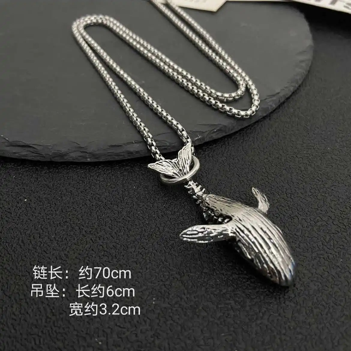 Whale necklace for men and women, trendy Instagram pendant, hip-hop personality, fashionable sweater chain, street fashion brand