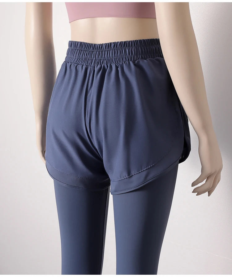 Yoga Pants Leggings Two-piece Skirt Style Quick-drying Workout Yoga Pants Women Pockets Sport Trousers Leggings