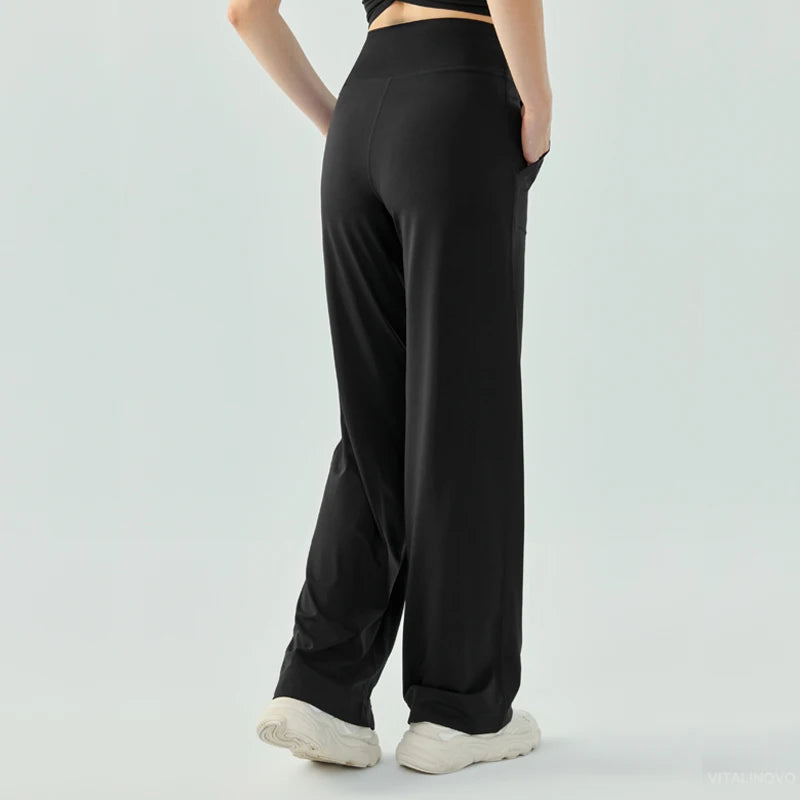 Yoga Pants Women Wide Leg Pants with Pockets High Waist Stretch Work Dress Pants Buttery Soft Casual Lounge Sweatpants Comfy
