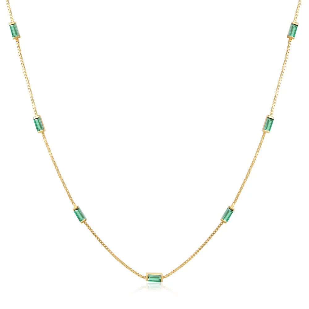 CANNER Necklace For Women Silver 925 Sterling Colored Zircon Collarbone Chain Trendy Jewelry Delicate Simple Long Thin Chain