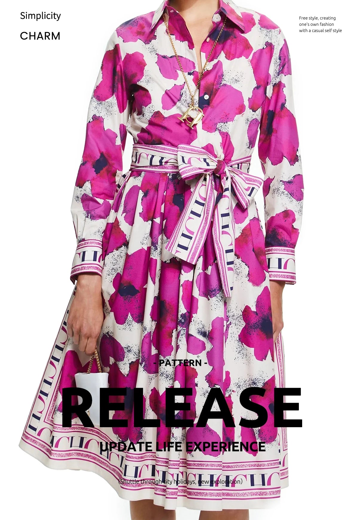 Women Dresses Party Dresses Retro Shirt Dress Long Sleeved Belt Single Row Buckle Layered Skirt Hem Design Casual Dresses