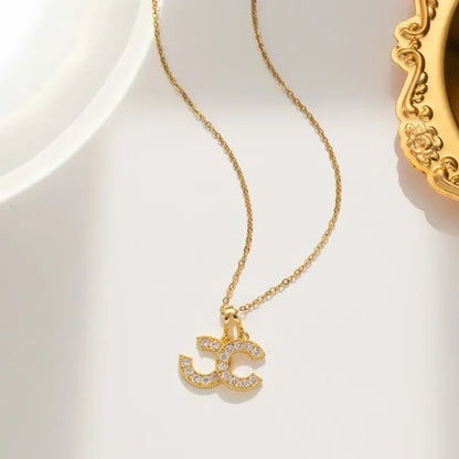 French-style double C necklace for women with micro-inlaid new light luxury and fashionable pendant as a high-end gift