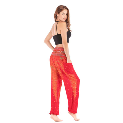 Women's Yoga Pants Printed Ethnic Style Loose Yoga Trousers Bloomers High Waist Fitness Sports Crotch Dance  Sweatpants