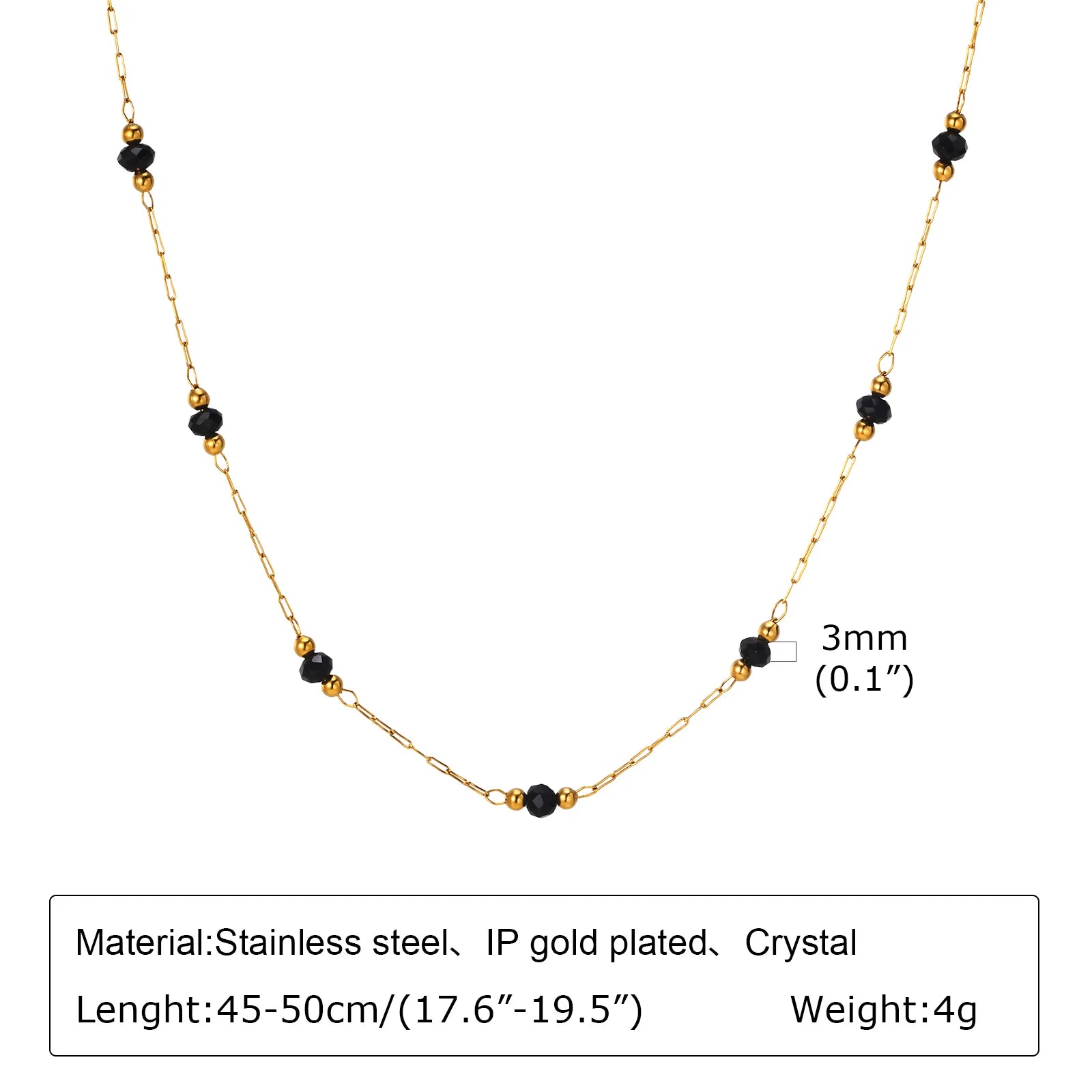 Bohemian Necklace Beaded Strap Chain Women Fashion Lanyard Neck Chain Jewelry Stainless Steel Green/Black Faceted Beads Necklace