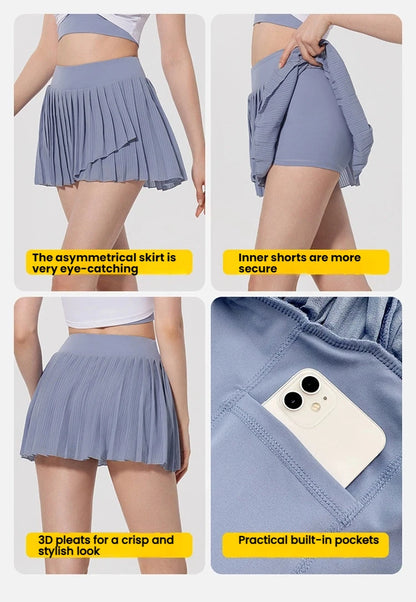 Skirts for women Naked Feel Anti-Bacterial Yoga Skirt Running Tennis Golf Workout Skirt with Built-in Shorts & Ruffle Hem