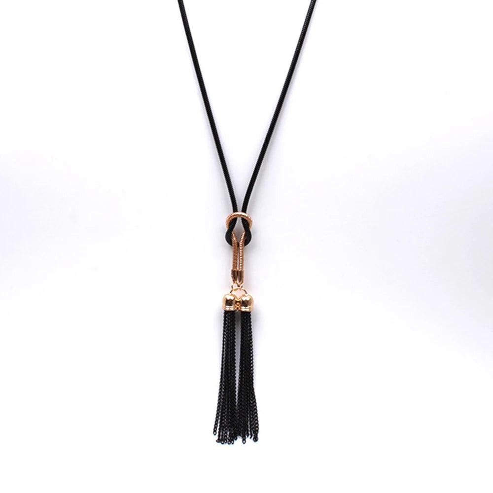 Elegant Female Fashion Pendant Necklace Tassel Long Winter Sweater Chain Necklace Women Geometric Twisted Necklaces Jewelry Gift