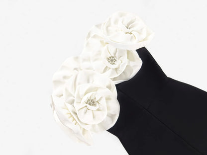 Women Banade Dresses Sexy Big Flowers Off the Shoulder Long Dress Celebrate Evening Party Dress Birthday Party Wedding Outfit