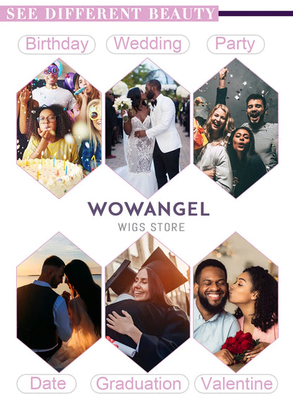 WOWANGEL Reddish Brown Pre Cut Glueless Wig Human Hair Ready To Wear 5x5 HD Lace Closure Water Wave Curly Wigs Wear To Go