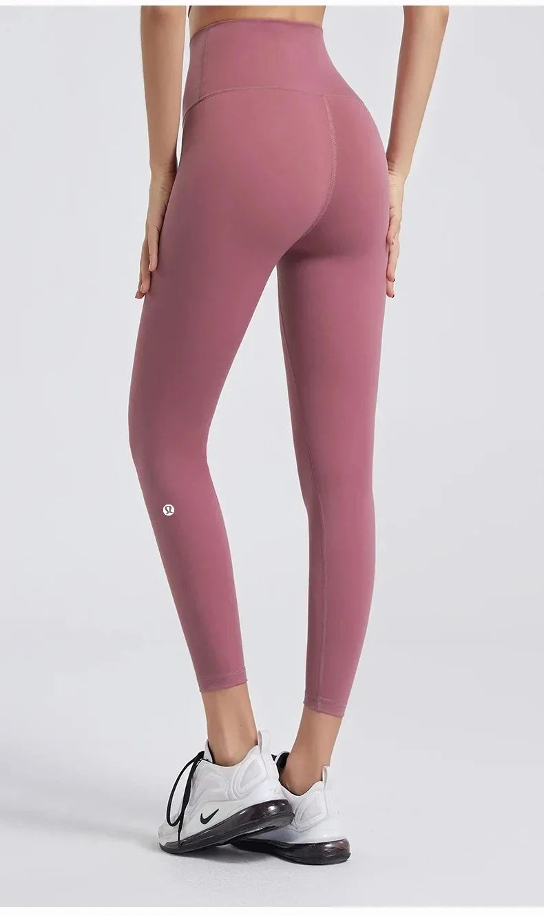 High Waisted Nude Feeling No Embarrassment Line Yoga Pants Women Stretch Firming Lift Hip Sports Fitness Bottom Pants