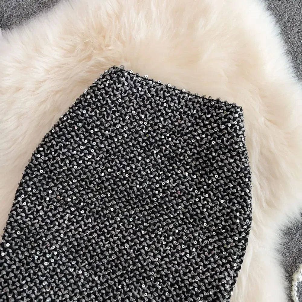 Skirts For Women Stylish Sequin Woman Skirt Formal Office Premium Chic And Elegant V Luxury Offer Original Hot Korean Style On