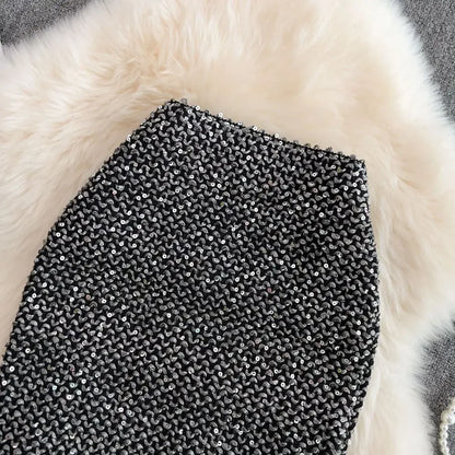 Skirts For Women Stylish Sequin Woman Skirt Formal Office Premium Chic And Elegant V Luxury Offer Original Hot Korean Style On