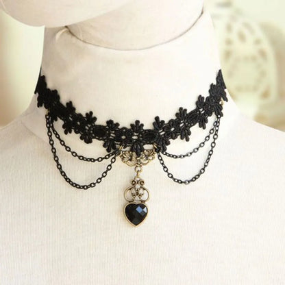 Sexy Black Lace Necklace Punk Style Personalized Lace Collar Gothic Choker Lace Clavicle Chain Wedding Party Jewelry Accessories