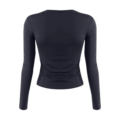 Women's Fashion Solid Colour Round Neck Long Sleeve T-Shirt Top Tops for Women Womens Tops and Blouses Trendy Womens Summer Tops