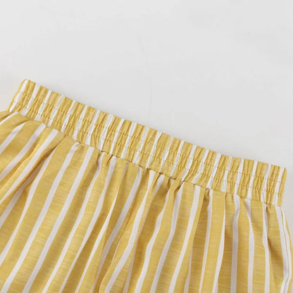 Women's Dress Sets Autumn New Striped Long-sleeved Loose Lace-up Top High-waisted Trousers Fashion Casual Suit for Women