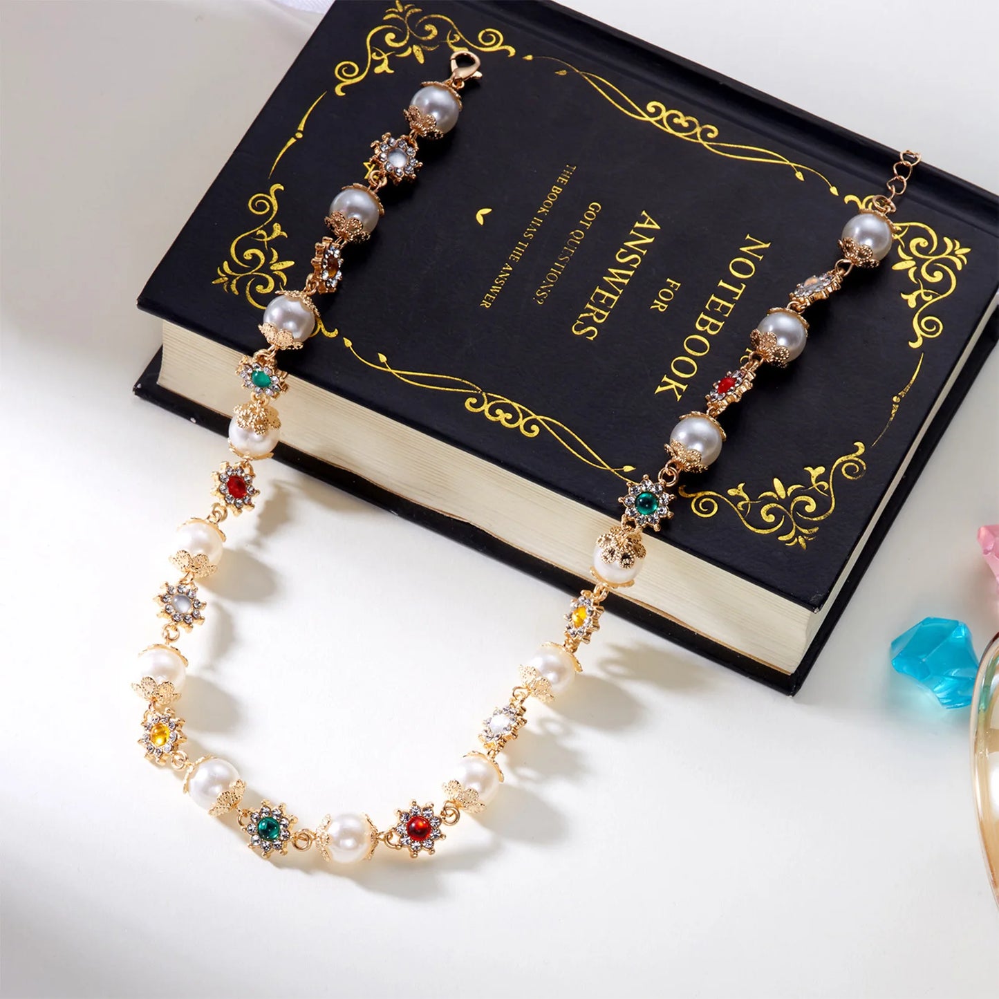 2025 New Flower Necklace For Women Trendy Pearl Patchwork Colorful Flower Neck Chain Light Luxury Jewelry Neck Accessories