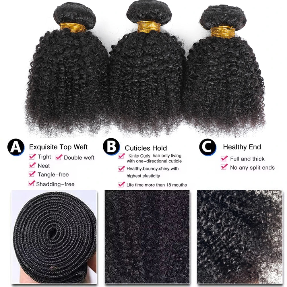 Brazilian Afro Kinky Curly Human Hair Bundles 4b 4c Afro kinky Bulk Human Hair Weave Bundle Deal Hair Extensions Wholesale