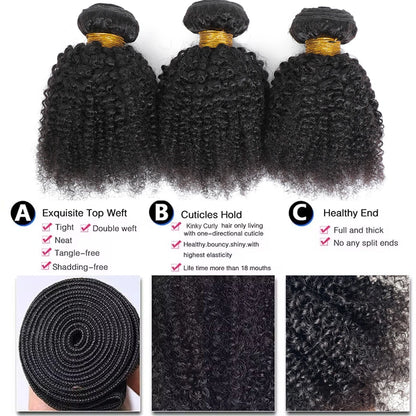 Brazilian Afro Kinky Curly Human Hair Bundles 4b 4c Afro kinky Bulk Human Hair Weave Bundle Deal Hair Extensions Wholesale