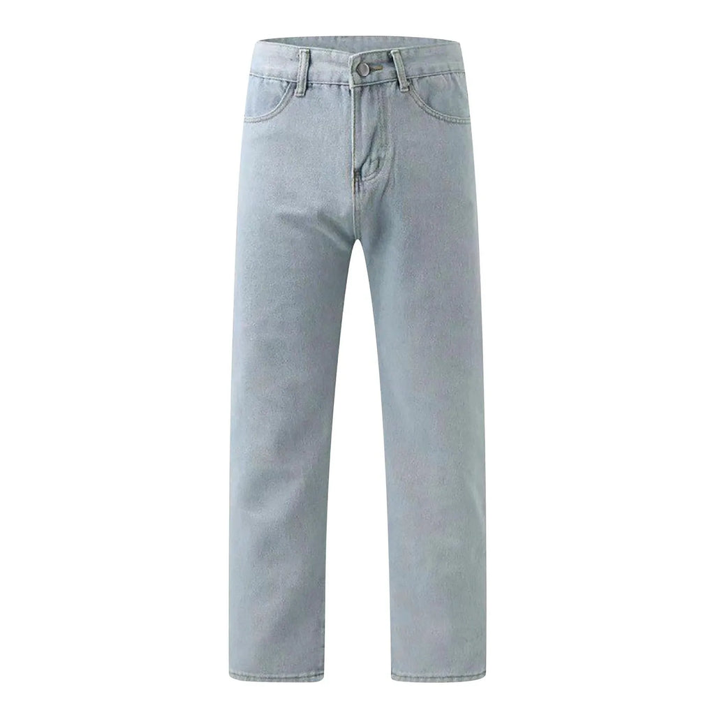 Women Fashion Denim Jeans Retro Ladies Loose Straight Pants Mid Waist Button Pocket Trousers Casual De Mujer Pantalon Femme