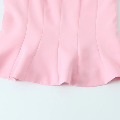 TRAF Top for Women Fashion Summer Short Skirt Hem Bow Sleeveless O-neck Blouse Street Clothing Vest Tank Chic Ladies Tops Mujer