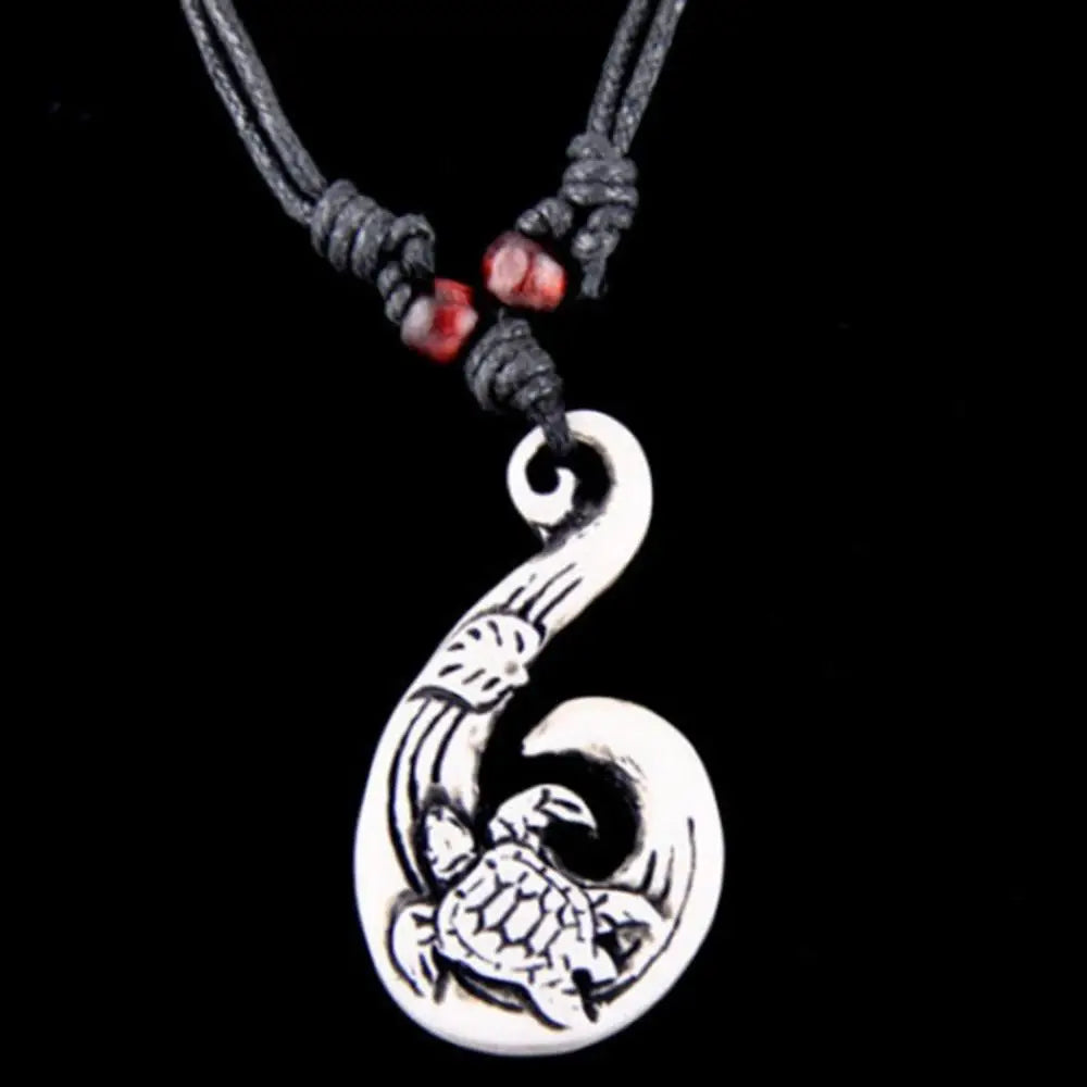 Turtle Necklace for Women Men Yak Bone Tortoise Hawaii Tribal Surfer Necklace Sea Turtles Pendants Necklaces