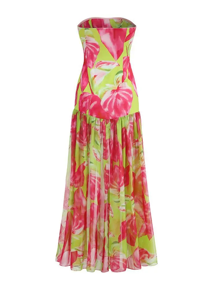 Birthday Dress for Women Brithday Party Outfits Sexy Strapless Prom Gown Retro Print Evening Dresses Luxury 2024 Woman Clothes