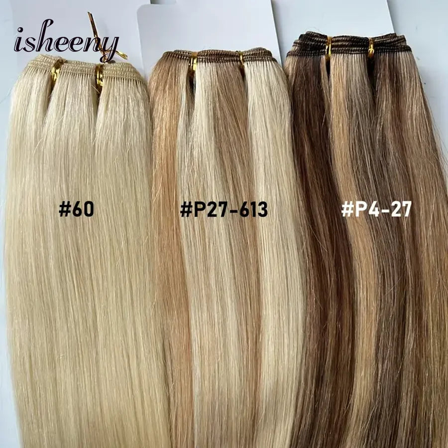 Highlight Blonde Human Hair Weft 12 16 20 24 inches Double Weft Hair Bundles Sewing In Hair Weaves 50g/bundle For Women