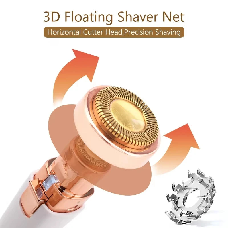 Face Hair Remover LED Ligh Painless Hair Shaver Trimmer Blade Facial Hair Removal 2 IN 1 Electric Eyebrow Trimmer Razor