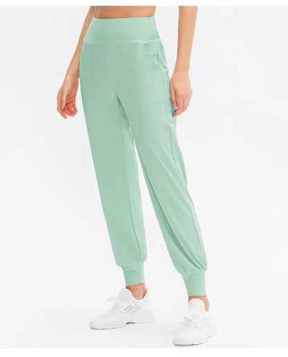 Women Loose Yoga Pants Running Sports Training Trousers with Pocket Casual Quick Dry Fitness Pants Thin for Spring Summer