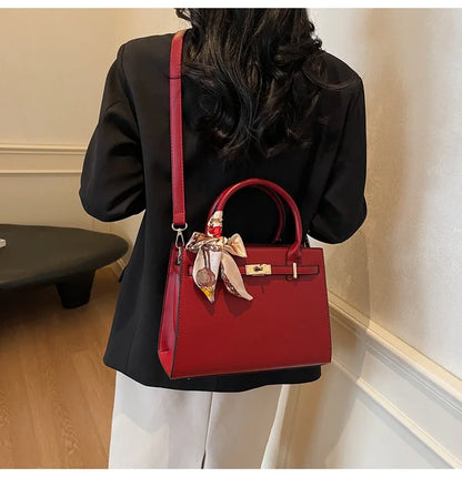 2025 New! Women's Red Tote Bag - Light Luxury, Large Capacity, Elegant Design, Versatile for Work & Party, Premium PU Leather