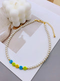 Charming Acrylic Pearl Necklace with Colorful Smiling Beads for Women necklace for women