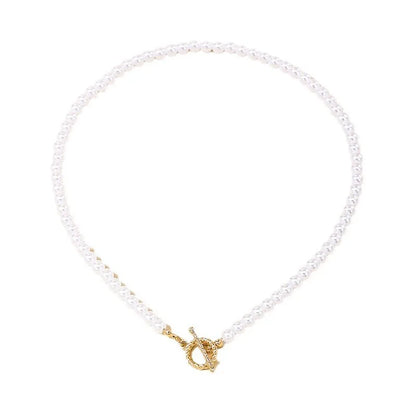 New Fashion Baroque Pearl Chain Necklace Women Collar Wedding Punk Toggle Clasp Circle Lariat Bead Choker Necklaces Jewelry