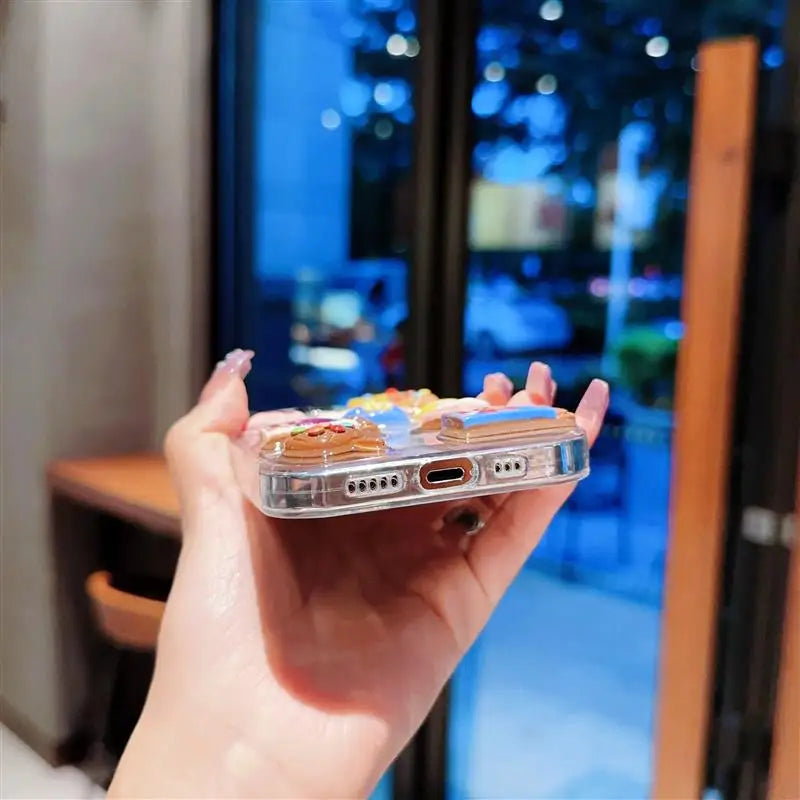 Super Cute M beans chocolate Phone Case for iPhone 16 15 14 13 12 11 Pro Max Cases Silicone Cover Transparent 3D Cartoon Funda