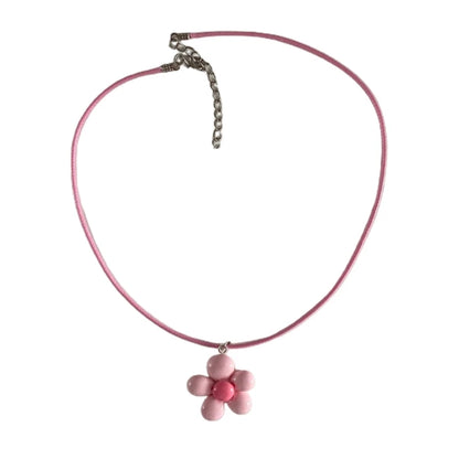 Colorful Flower Necklace Statement Pendant Necklace Floral Design Neck Jewelry Rope Necklace Perfect Gift for Women Girl